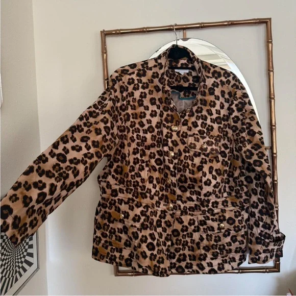 Charter Club Brown Leopard Print Utility Jacket - Picture 1 of 5